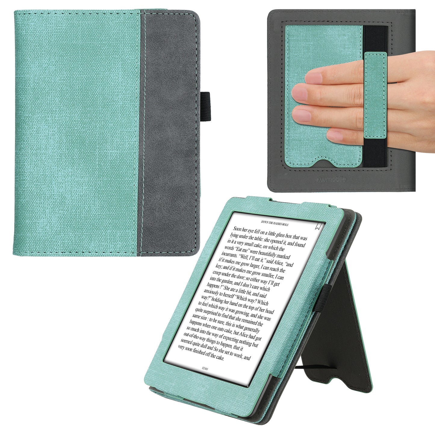 kwmobile Flip Case compatible with Kobo Glo HD / Touch 2.0 - Hand Strap - Cover