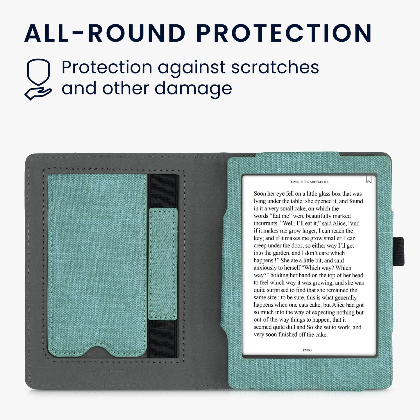 kwmobile Flip Case compatible with Kobo Aura Edition 2 - Hand Strap - Cover Dark Grey