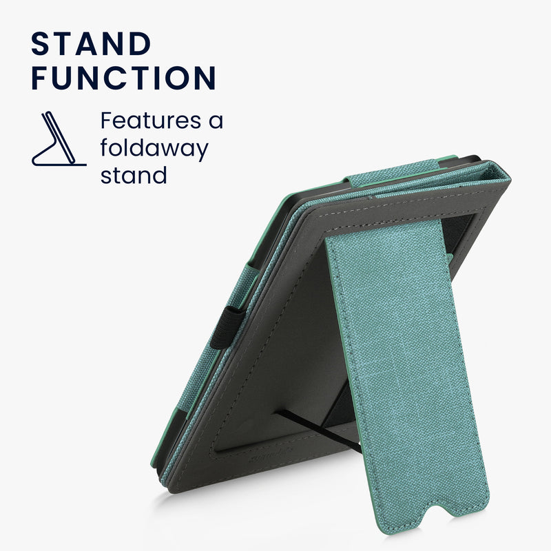 kwmobile Flip Case compatible with Kobo Aura Edition 2 - Hand Strap - Cover Dark Grey
