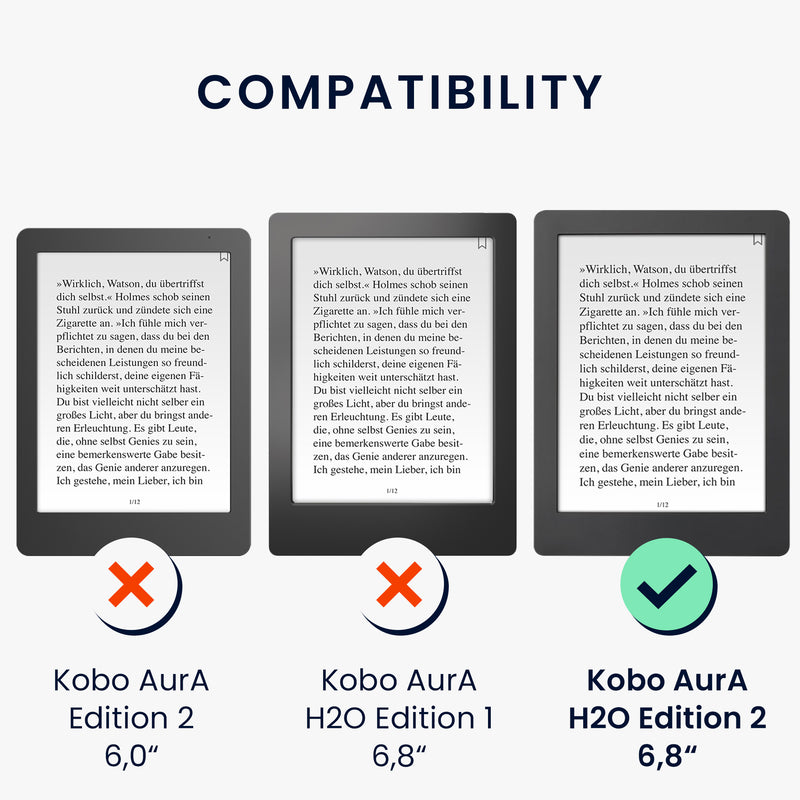 kwmobile Flip Case compatible with Kobo Aura H2O Edition 2 - Hand Strap - Cover