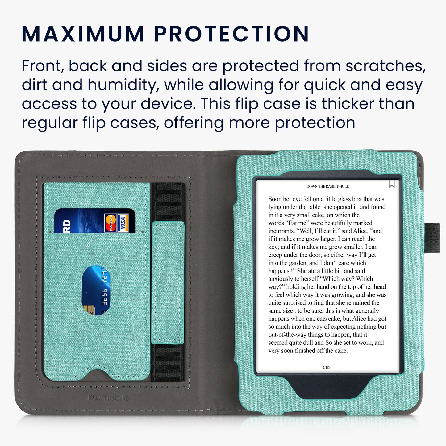 kwmobile Case Compatible with Kobo Nia Case - Flip Case with Hand Strap - Cover