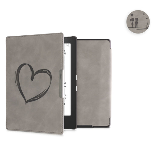 kwmobile Hülle kompatibel mit Kobo Aura H2O Edition 1 Hülle - Kunstleder Cover - Pusteblume Love Grau Grau  [dsg02]