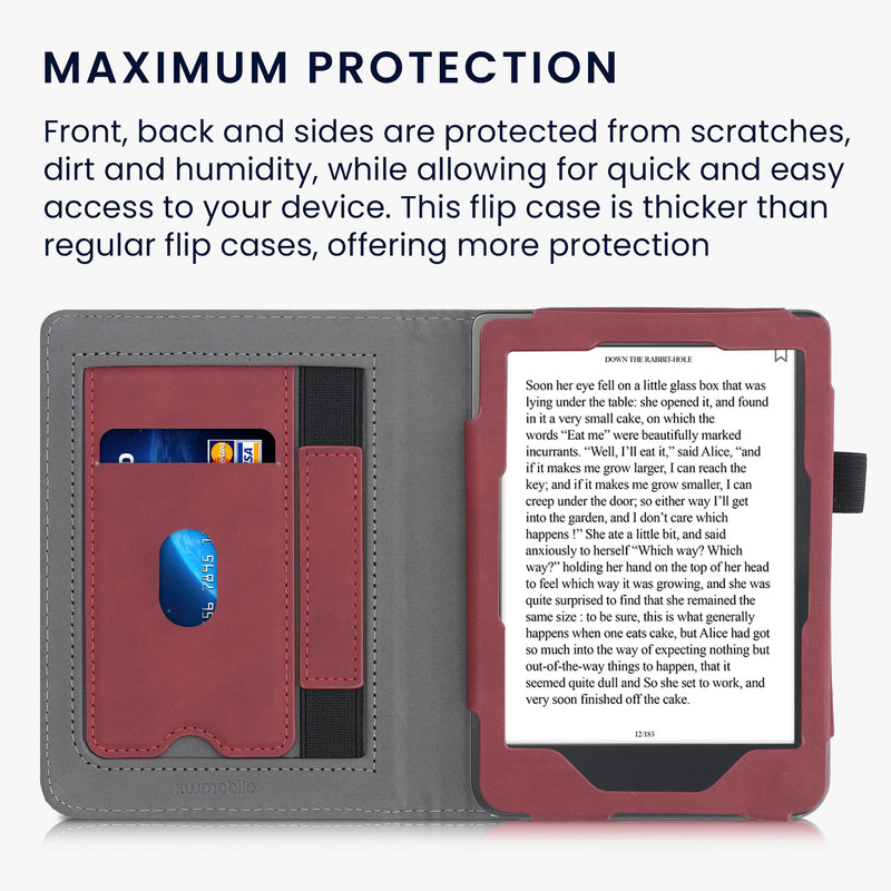 kwmobile Case compatible with Kobo Clara HD Flip Cover - with Hand Strap