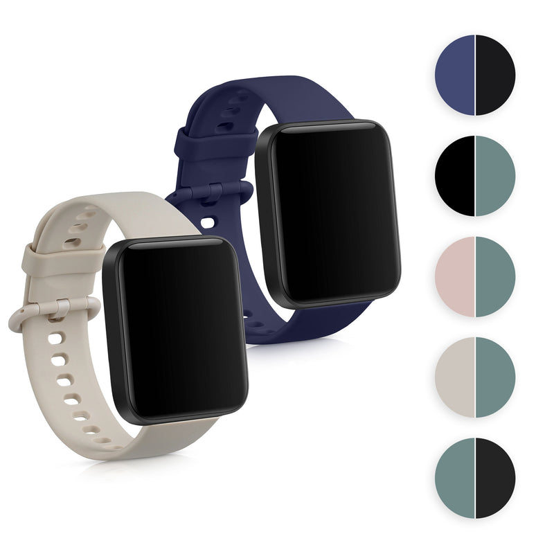 kwmobile 2x Uhrenarmband für Xiaomi Redmi Watch 2 Lite Armband - Fitnesstracker Band Set aus TPU Silikon - Ersatzarmband Smartwatch - Beige Dunkelgrün Beige  [dsg06]