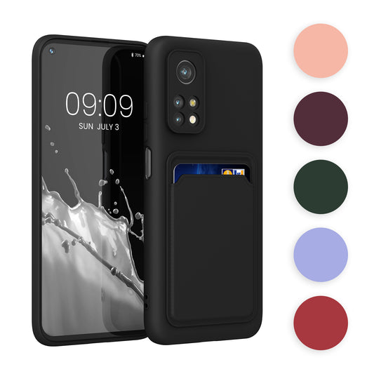 kwmobile Handyhülle kompatibel mit Xiaomi Mi 10T / Mi 10T Pro Hülle - Handy Cover mit Fach für Karten - in Schwarz matt Schwarz matt  