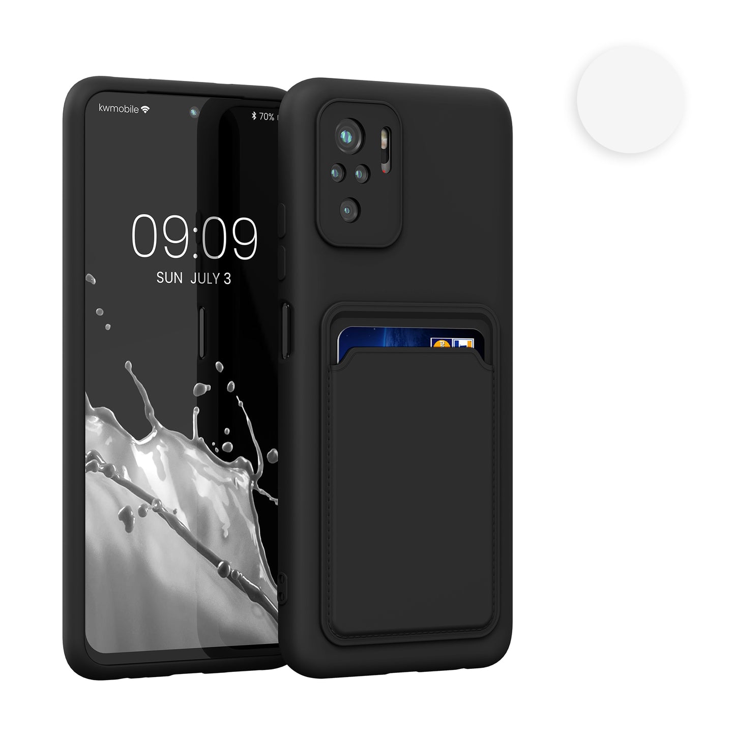 kwmobile Handyhülle kompatibel mit Xiaomi Redmi Note 10 / Note 10S Hülle - Handy Cover mit Fach für Karten - in Schwarz matt Schwarz matt  