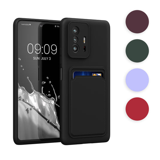 kwmobile Handyhülle kompatibel mit Xiaomi 11T / 11T Pro Hülle - Handy Cover mit Fach für Karten - in Schwarz matt Schwarz matt  