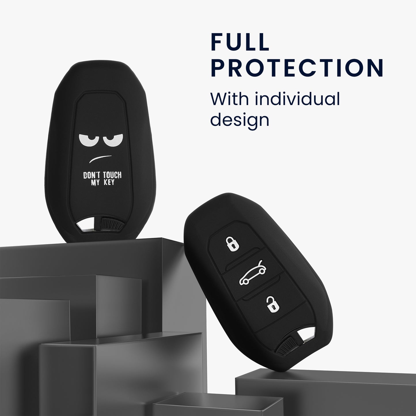 kwmobile Car Key Cover compatible with Opel 3-Button Smart Key Keyless Go Car Key - Key Case Rally Stripes Sidelines Black