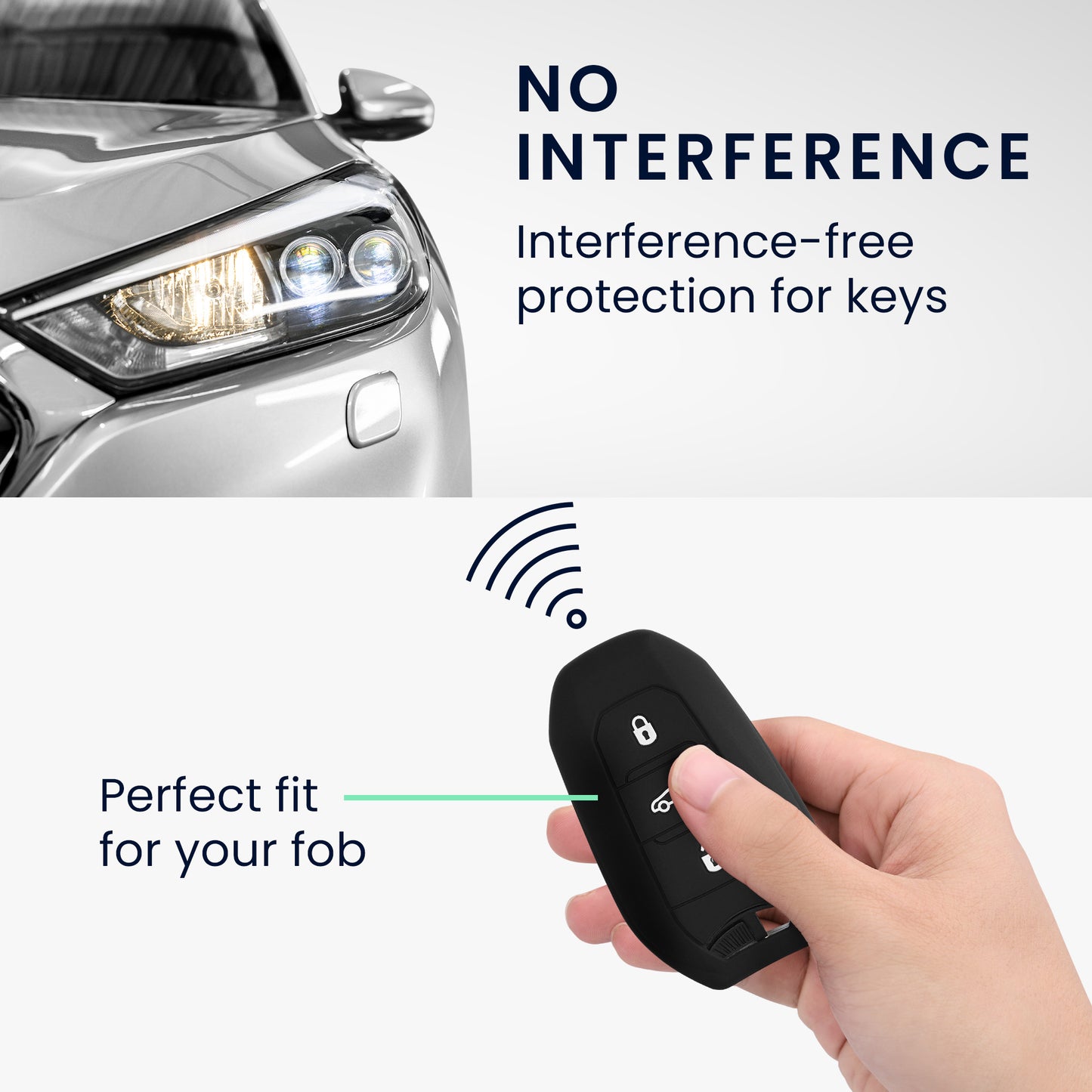 kwmobile Car Key Cover compatible with Opel 3-Button Smart Key Keyless Go Car Key - Key Case Rally Stripes Sidelines Black