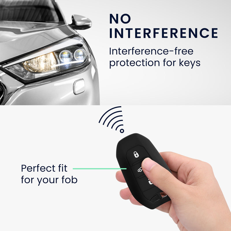 kwmobile Car Key Cover compatible with Opel 3-Button Smart Key Keyless Go Car Key - Key Case Rally Stripes Sidelines Black