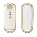kwmobile Autoschlüssel Hülle kompatibel mit Mazda 2-Tasten Keyless Go Autoschlüssel - Schlüsselhülle Silikon Cover - Weiß Gold Weiß  [dsg02]