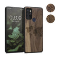 kwmobile Hülle kompatibel mit Motorola Moto G60S Hülle - Holz Case - Handy Cover - TPU Handyhülle in Dunkelbraun Kompass Vintage Dunkelbraun  [dsg01]