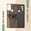 Wooden Hard Case with TPU Bumper for Motorola Moto G60S Compass Vintage