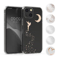 kwmobile Hülle kompatibel mit Apple iPhone 13 - Handyhülle Silikon Case - Travel Flugzeug Silber Transparent Silber  [dsg04]
