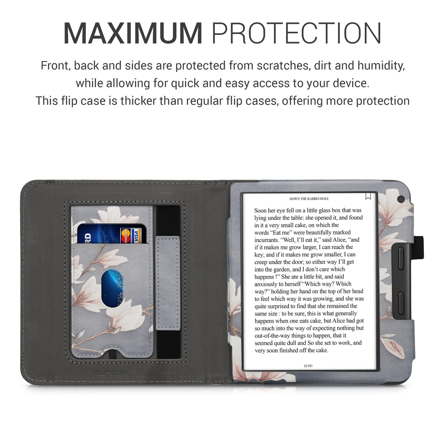 kwmobile Flip Cover compatible with Tolino Vision 6 - Case with Hand Strap