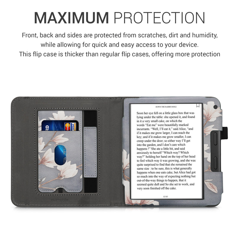 kwmobile Flip Cover compatible with Tolino Vision 6 - Case with Hand Strap