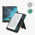 kwmobile Flip Cover kompatibel mit Kobo Libra 2 - Hülle mit Handschlaufe Magnolien Taupe Weiß Blaugrau Taupe  [dsg03]