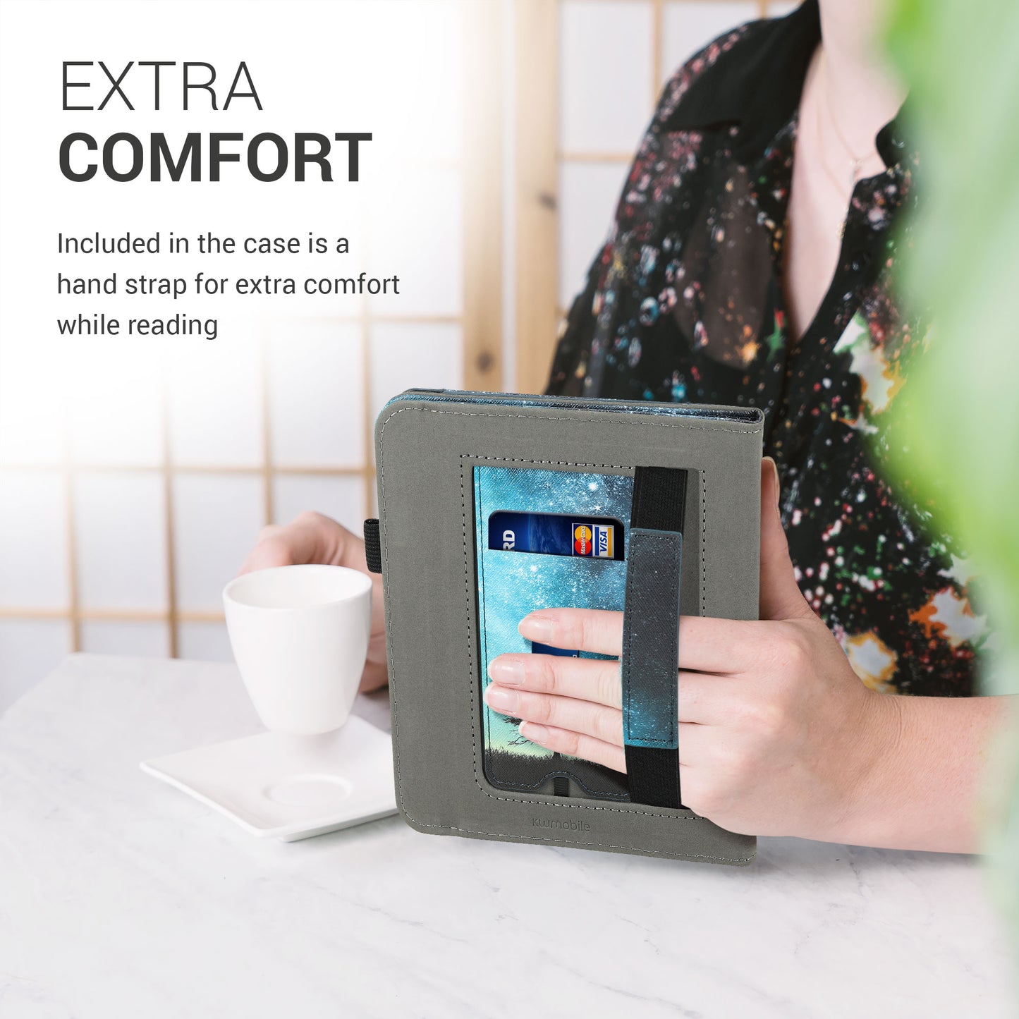 kwmobile Flip Cover compatible with Kobo Libra 2 - Case with Hand Strap