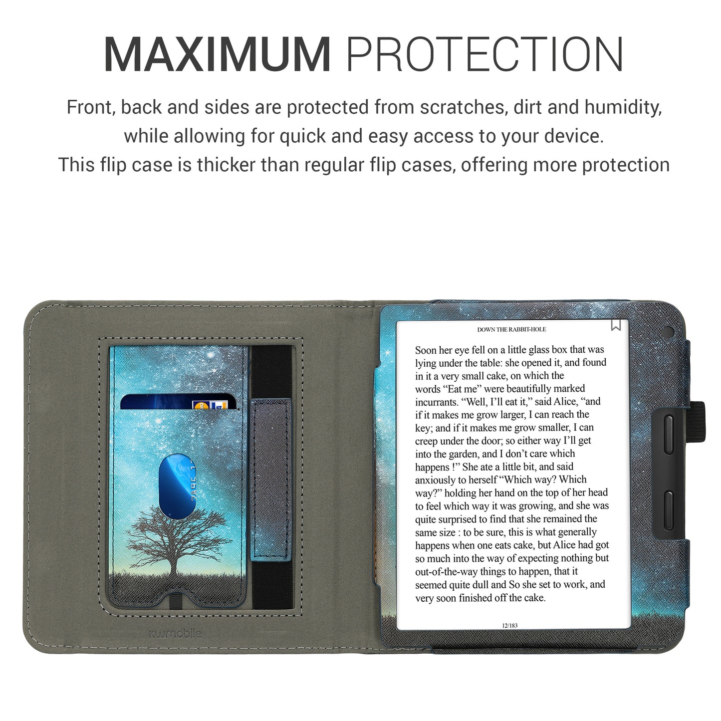 kwmobile Flip Cover compatible with Kobo Libra 2 - Case with Hand Strap