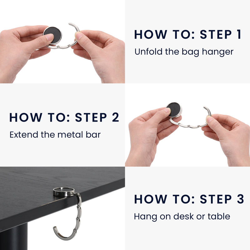 kwmobile Table Handbag Holder Hook Foldable Non-Slip Bag Hook Holder Handbags