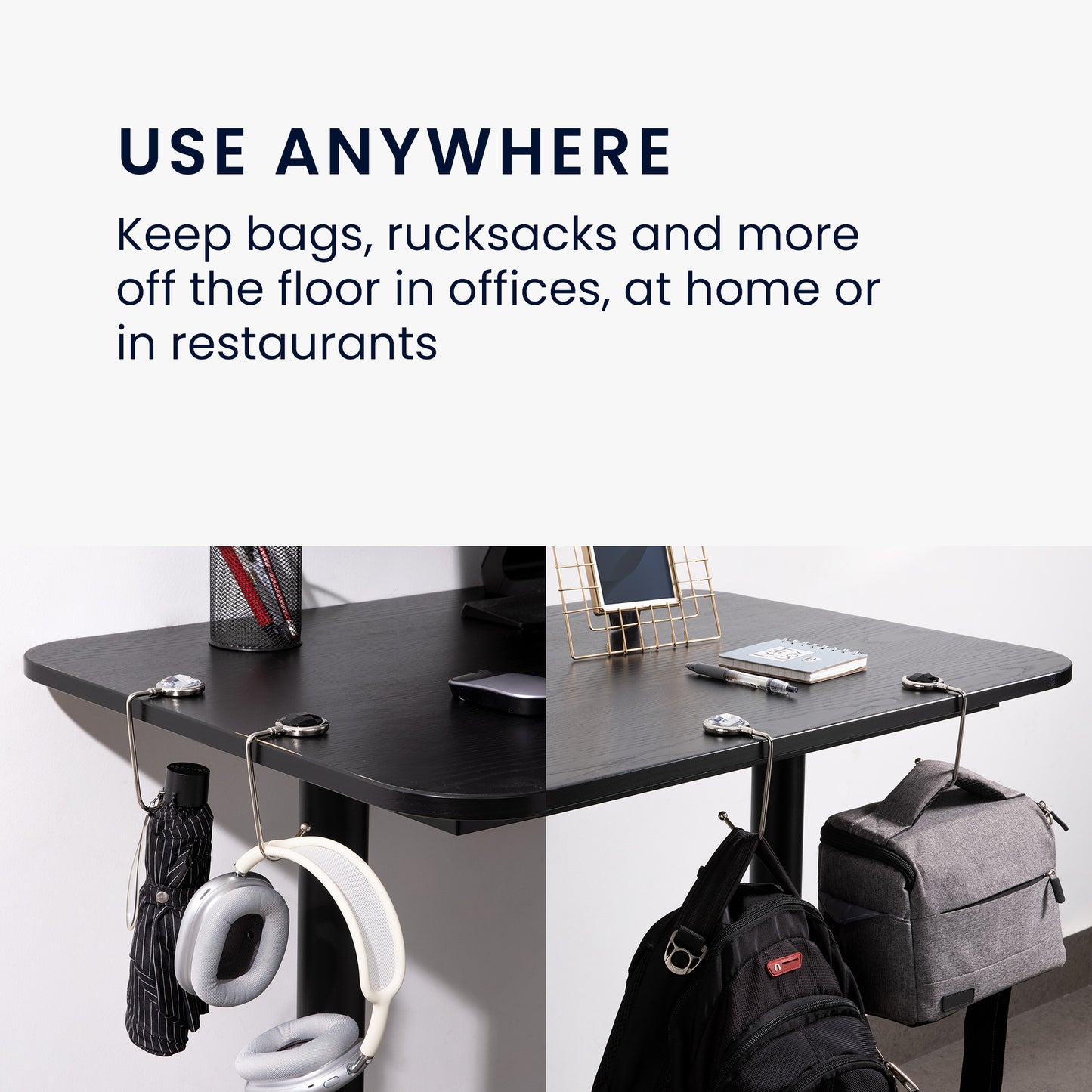 2X Table Handbag Holders Hooks