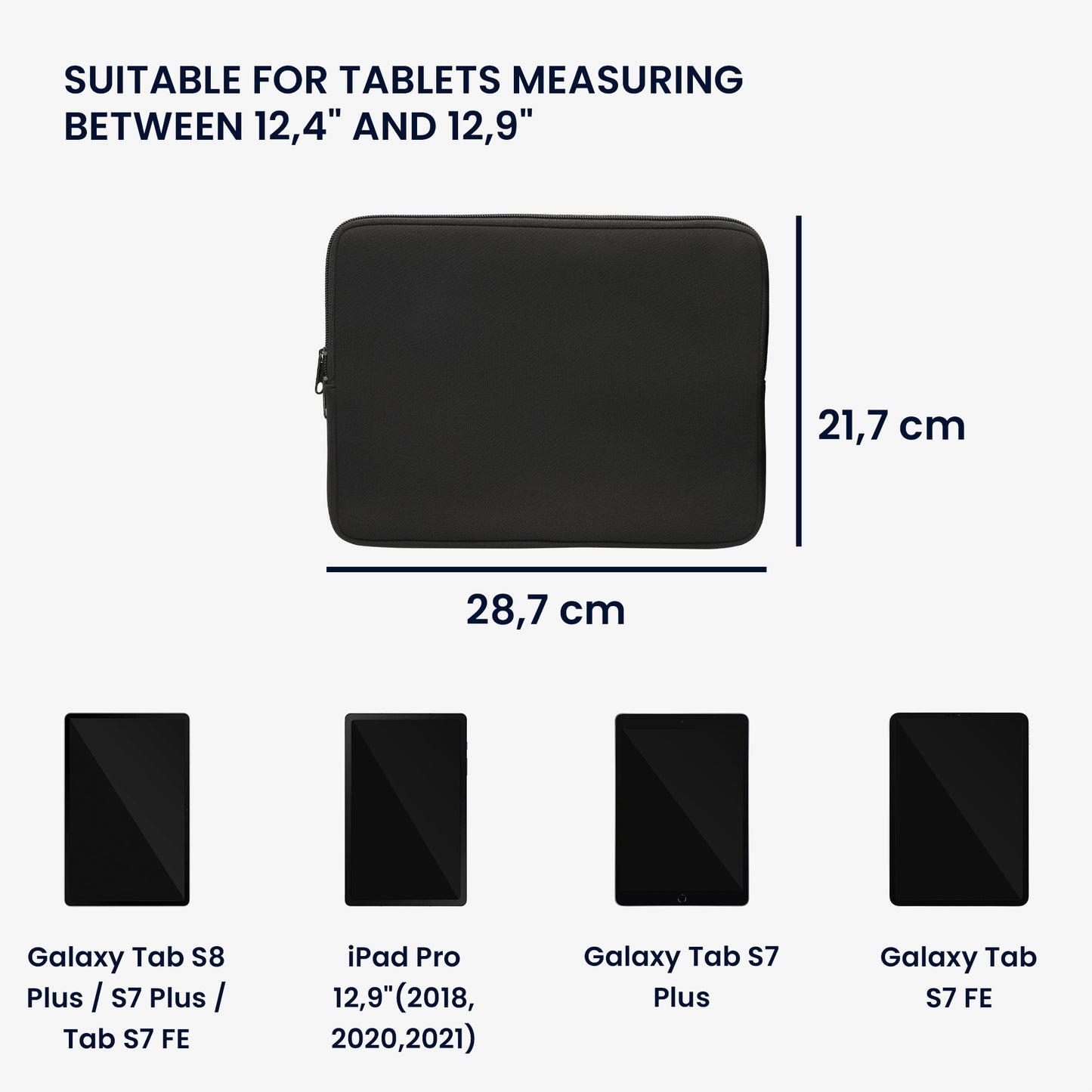 kwmobile Tablet Case compatible with 12.4"-12.9" Tablet - Universal Pouch Cover Case - Protective Sleeve