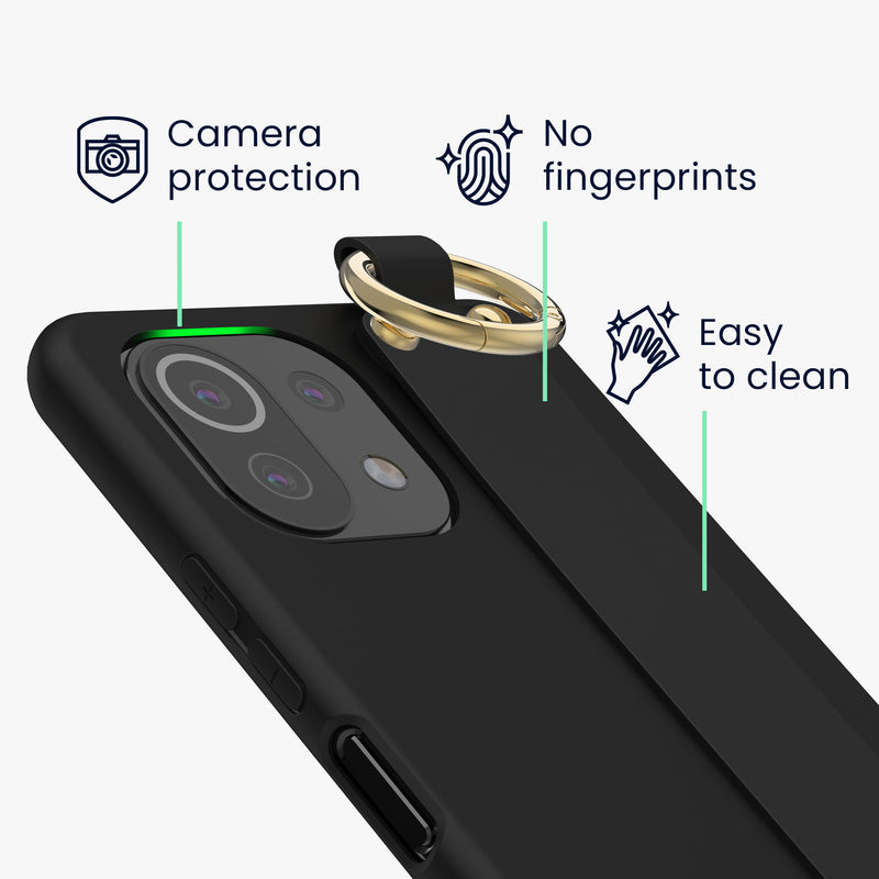 kwmobile Case Compatible with Xiaomi 11 Lite (5G) NE / Mi 11 Lite (5G) - Phone Case with Ring Holder - Mobile Phone Cover Case