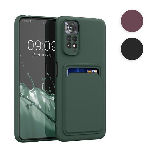 kwmobile Handyhülle kompatibel mit Xiaomi Redmi Note 11 / Note 11S Hülle - Handy Cover mit Fach für Karten - in Schwarz matt Schwarz matt  