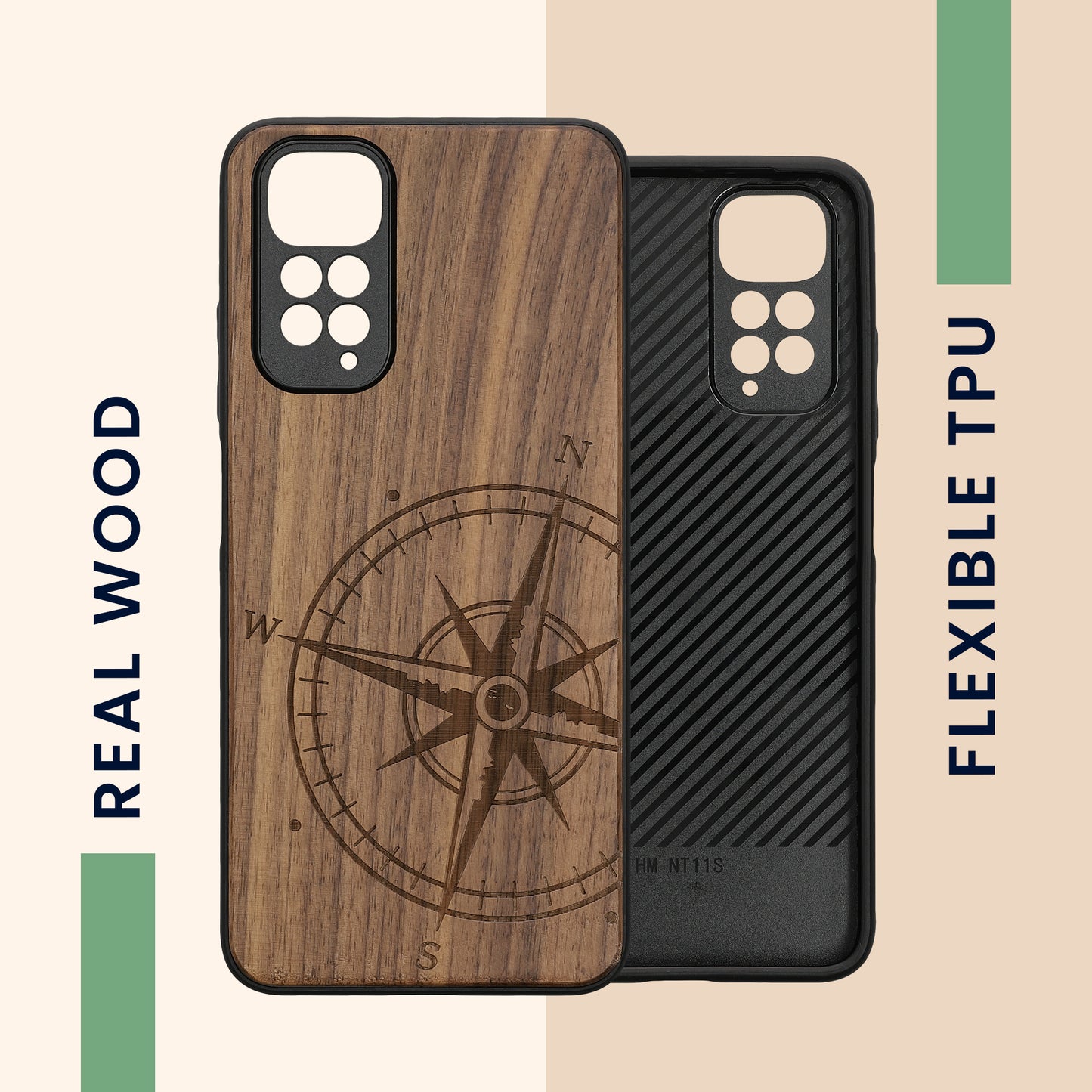 kwmobile Case Compatible with Xiaomi Redmi Note 11 / Note 11S - Phone Cover - TPU Phone Case Compass Vintage