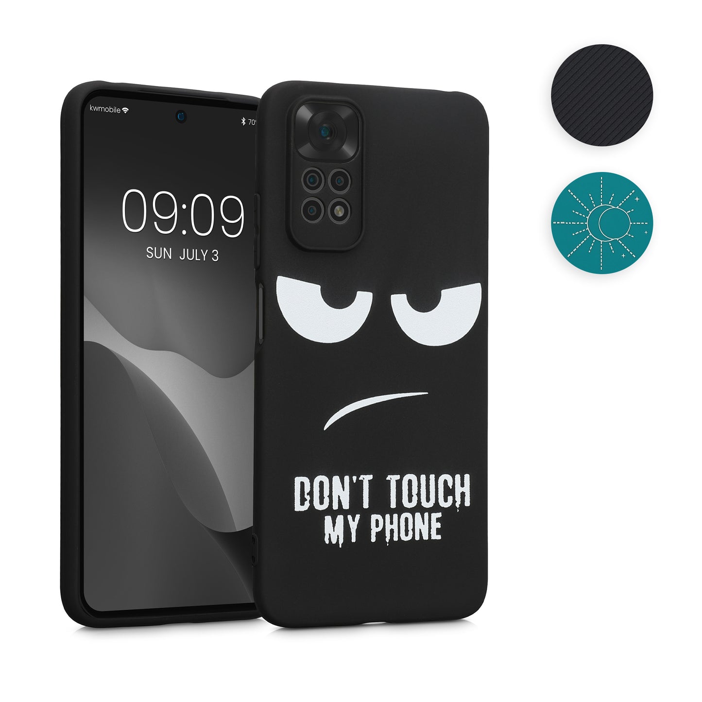 kwmobile Hülle kompatibel mit Xiaomi Redmi Note 11 / Note 11S - Handyhülle Silikon Case - Don't touch my Phone Weiß Schwarz Weiß  [dsg01]