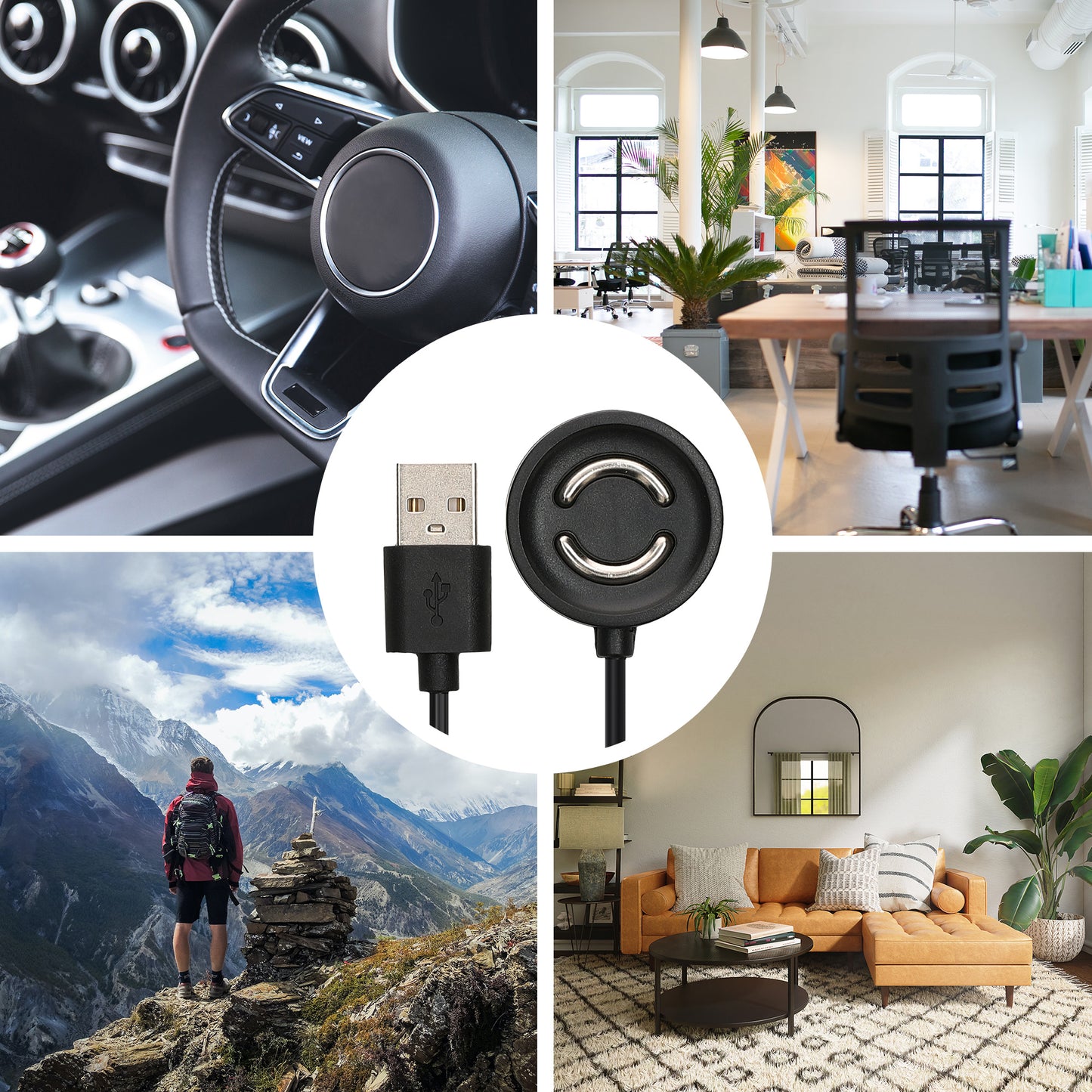 kwmobile USB Charger Cable compatible with Suunto Peak 9 Charging Cable - Smartwatch Replacement Cable - Fitness Tracker Charging Cable