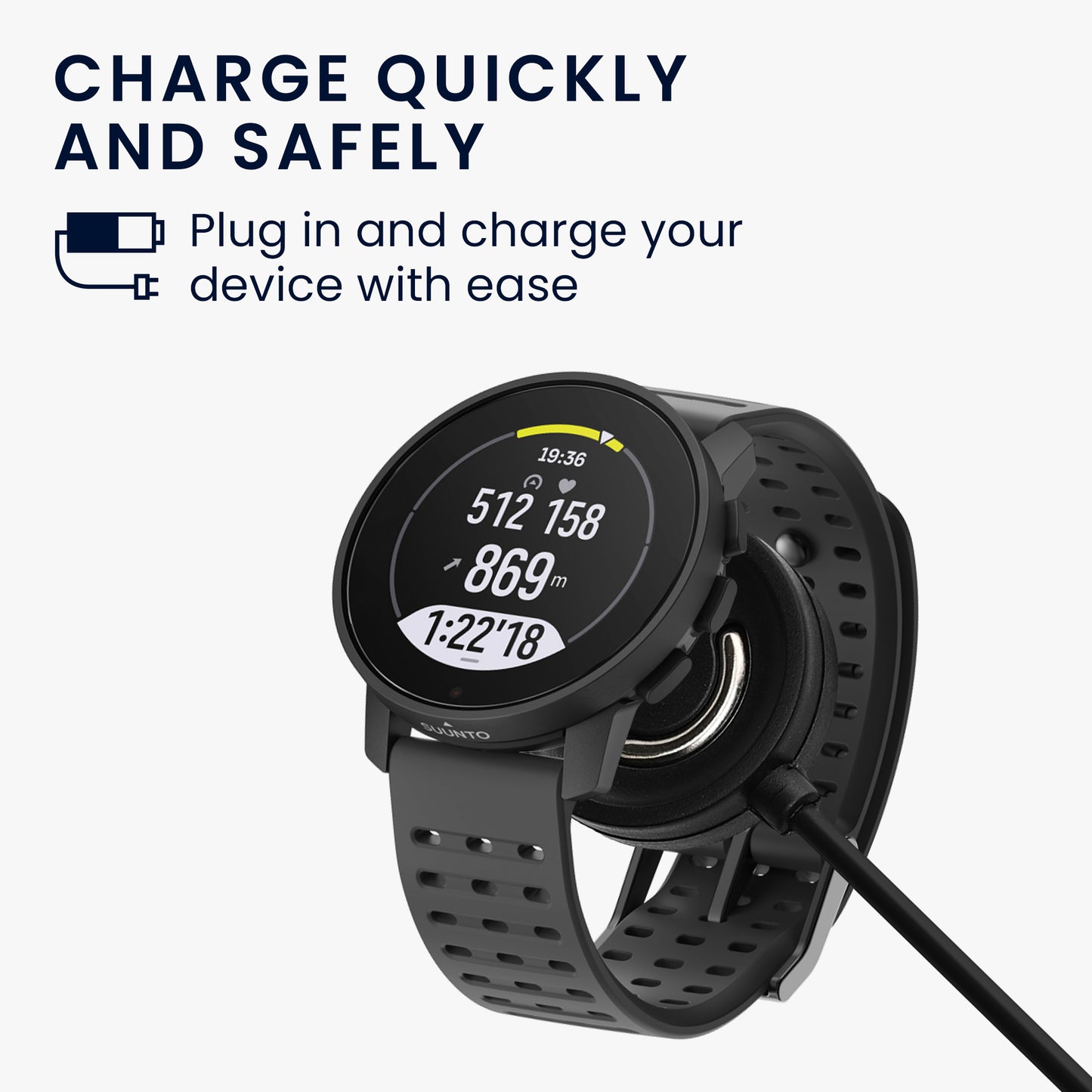 kwmobile USB Charger Cable compatible with Suunto Peak 9 Charging Cable - Smartwatch Replacement Cable - Fitness Tracker Charging Cable