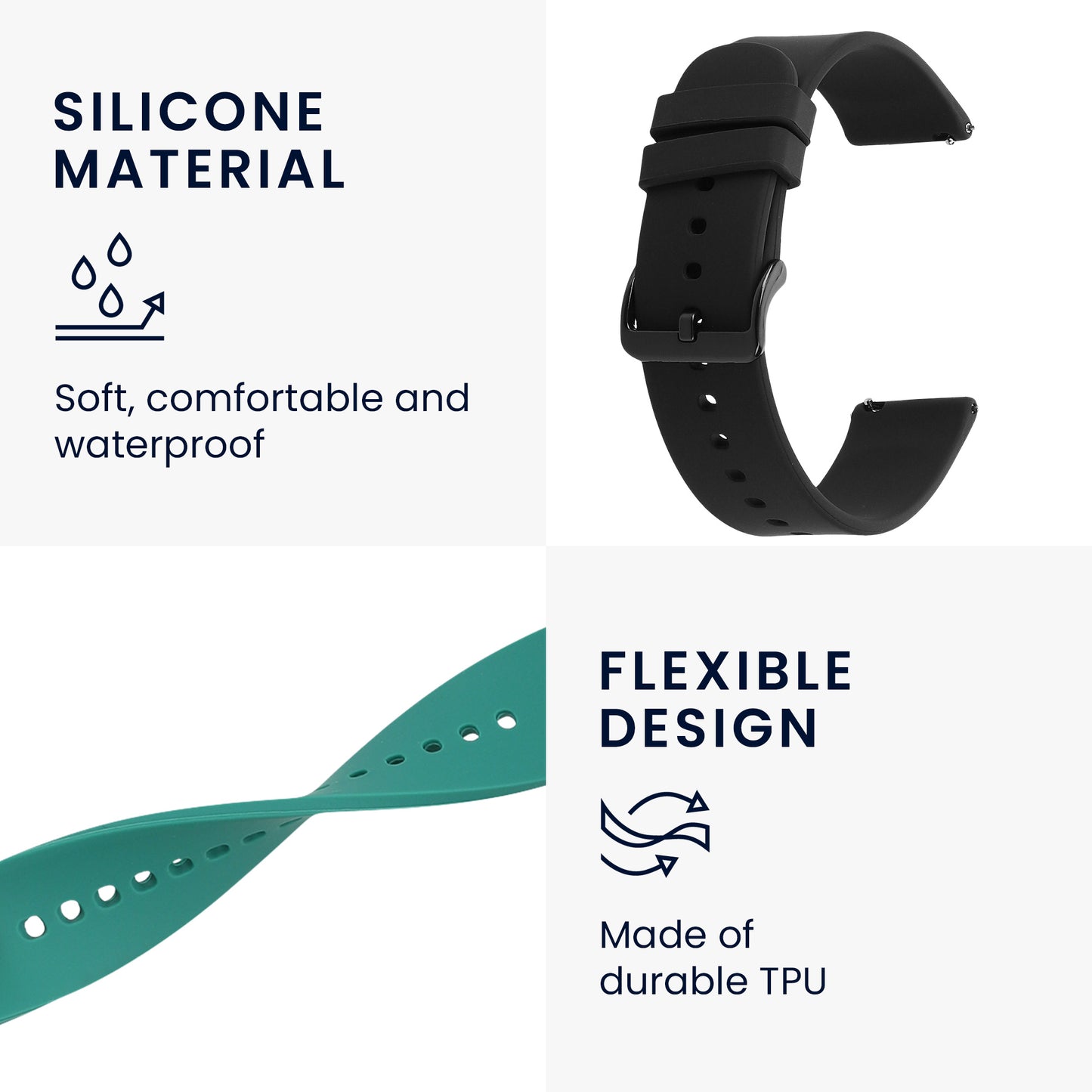kwmobile Watch Strap for Huami Amazfit Bip U / Bip U Pro - Fitness Tracker Band Set Replacement Strap Smartwatch