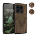 kwmobile Hülle kompatibel mit OnePlus 10 Pro 5G Hülle - Holz Case - Handy Cover - TPU Handyhülle in Dunkelbraun Kompass Vintage Dunkelbraun  [dsg01]
