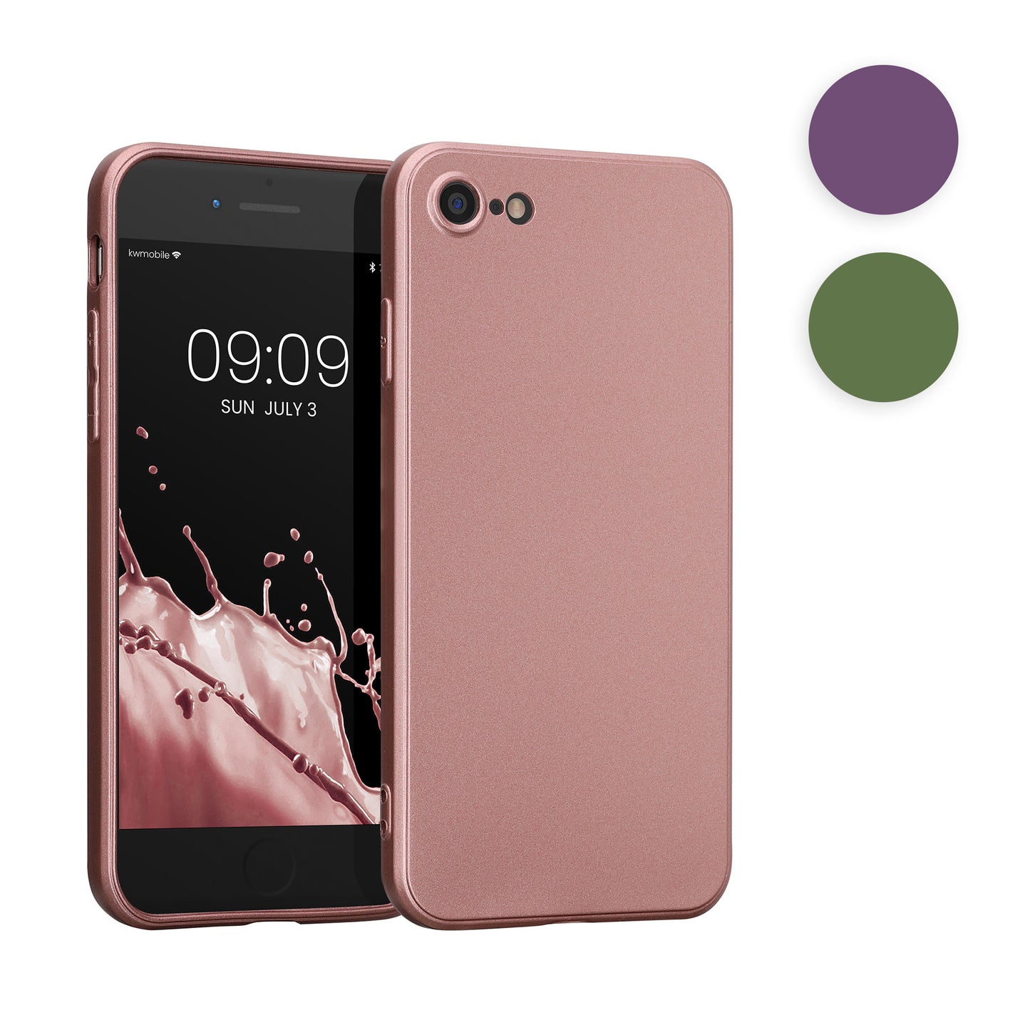 kwmobile Handyhülle kompatibel mit Apple iPhone SE (2022) / iPhone SE (2020) / iPhone 8 / iPhone 7 - Silikon Case - Soft Hülle - Handy Cover in Metallic Rosegold Metallic Rosegold  