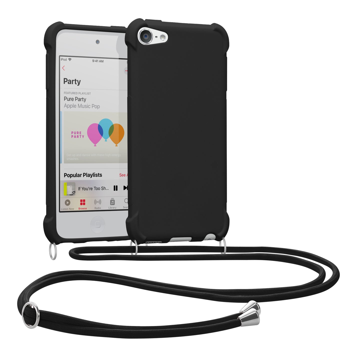 kwmobile Case Compatible with Apple iPod Touch 6G / 7G (6th and 7th Generation) - Cover with Lanyard - Silicone Protective Case