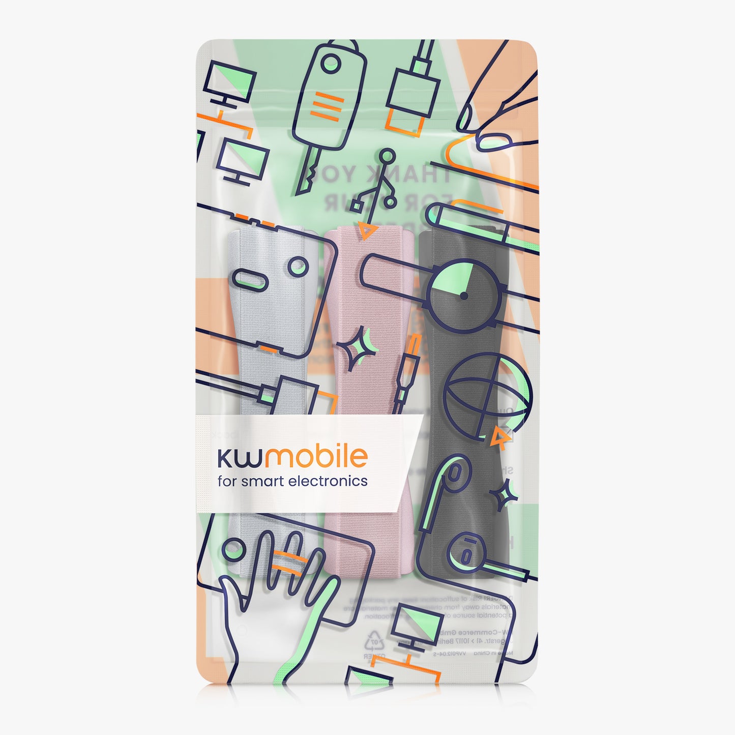 kwmobile Tablet Finger Holder Grip - Self-Adhesive Tablet PC Finger Holder compatible with iPad Samsung Sony Tablets