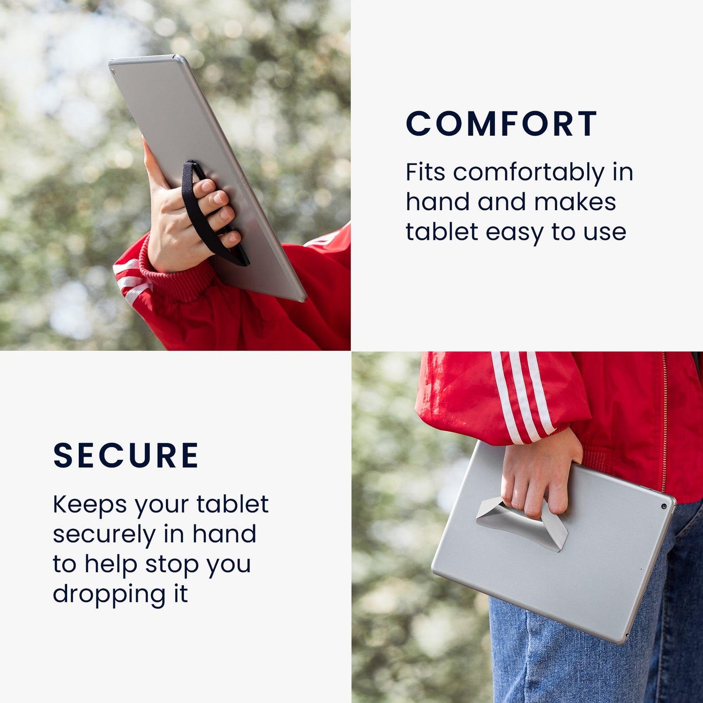 kwmobile Tablet Finger Holder Grip - Self-Adhesive Tablet PC Finger Holder compatible with iPad Samsung Sony Tablets