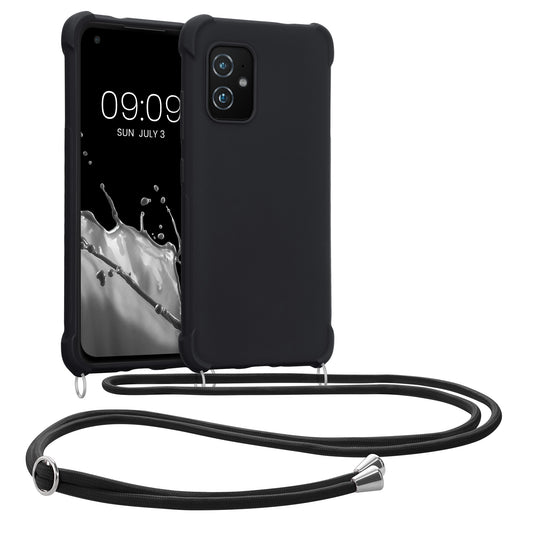 kwmobile Necklace Case kompatibel mit ASUS Zenfone 8 Hülle - Cover mit Kordel zum Umhängen - Silikon Schutzhülle Schwarz Schwarz  