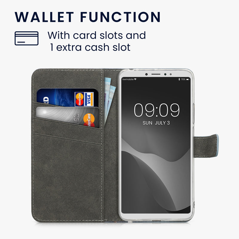 kwmobile Wallet Case Compatible with Xiaomi Mi Max 3 Cover - with Stand and Card Slots