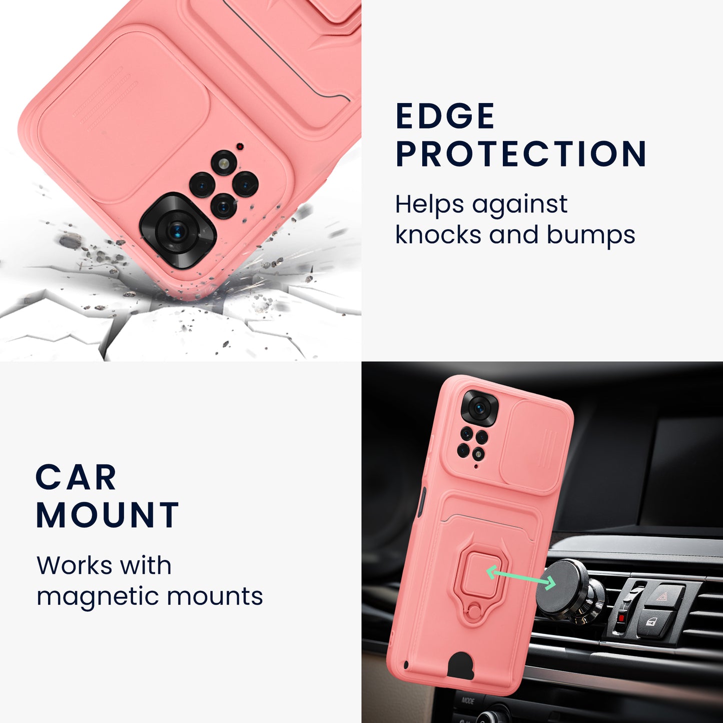 kwmobile Phone Case Compatible with Xiaomi Redmi Note 11 / Note 11S Soft Case with Camera Protection Card Slot