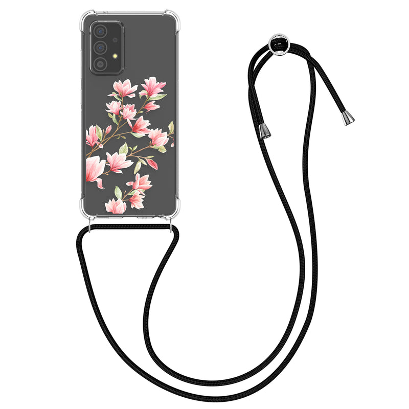 kwmobile Necklace Case compatible with Samsung Galaxy A52 / A52 5G / A52s 5G Silicone Cover with Lanyard Transparent Jungle