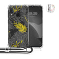 kwmobile Necklace Case kompatibel mit Samsung Galaxy A20e Hülle - Silikon Cover mit Handykette - Rosa Weiß Transparent Magnolien Rosa  [dsg01]