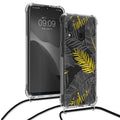 kwmobile Necklace Case compatible with Samsung Galaxy A20e - Silicone Cover with Lanyard - Transparent Magnolias