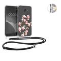 kwmobile Necklace Case kompatibel mit Samsung Galaxy A5 (2017) Hülle - Silikon Cover mit Handykette - Rosa Weiß Transparent Magnolien Rosa  [dsg01]