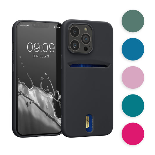 kwmobile Hülle kompatibel mit Apple iPhone 13 Pro - Handyhülle mit Kartenfach in Tannengrün Tannengrün  
