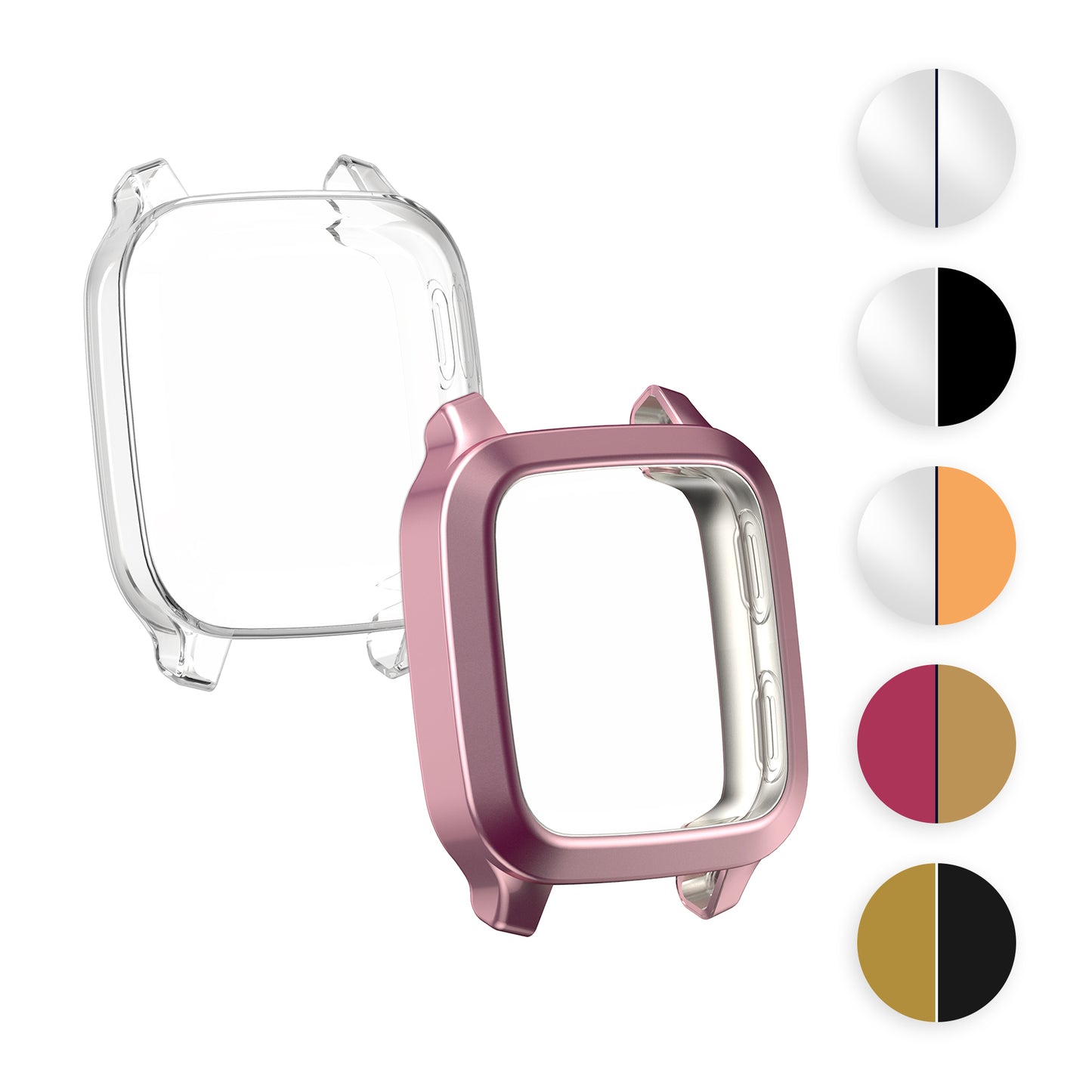kwmobile 2x Schutzhülle kompatibel mit Garmin Venu Sq Music / Sq Hülle - Fullbody Cover Set aus Silikon - Altrosa Rosegold Altrosa  [dsg06]