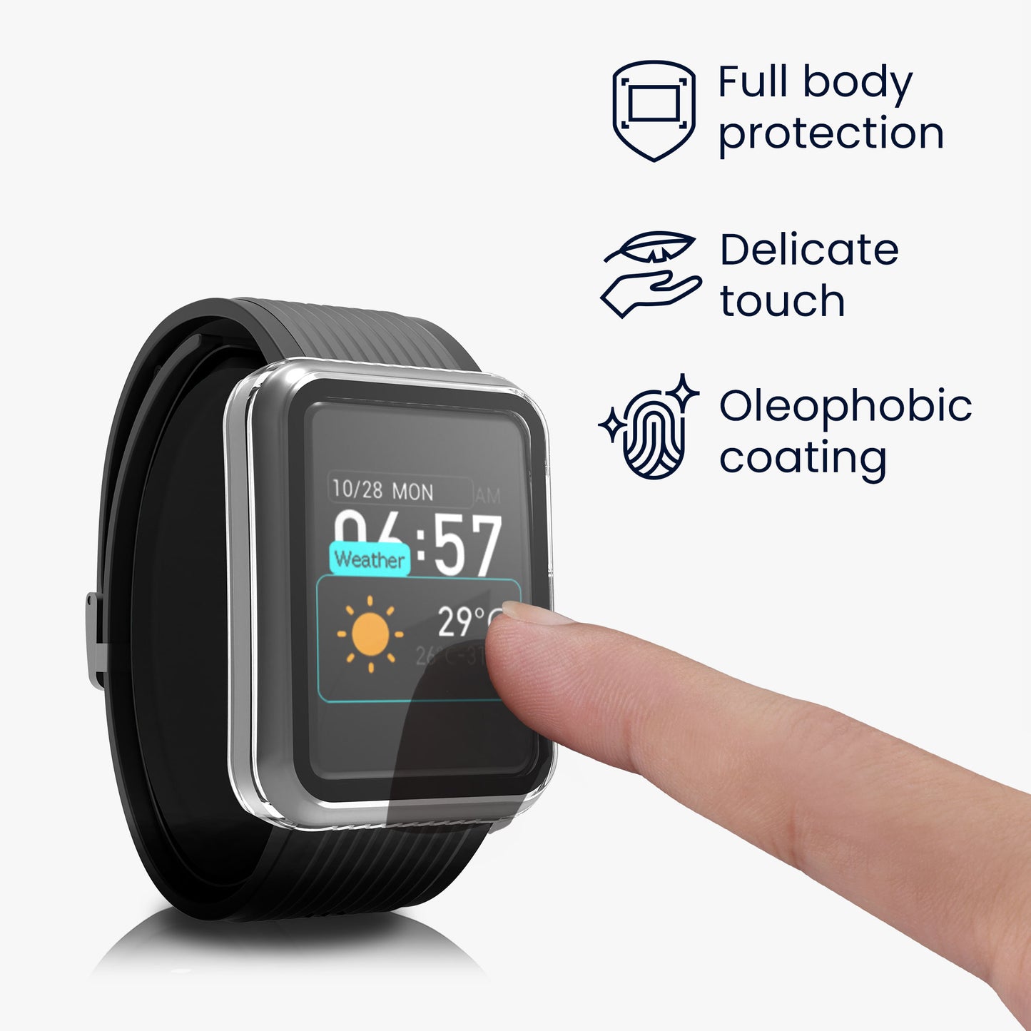 kwmobile Glass Case for Huawei Watch D Protective Cover Full-Body Fitness Tracker Case Set