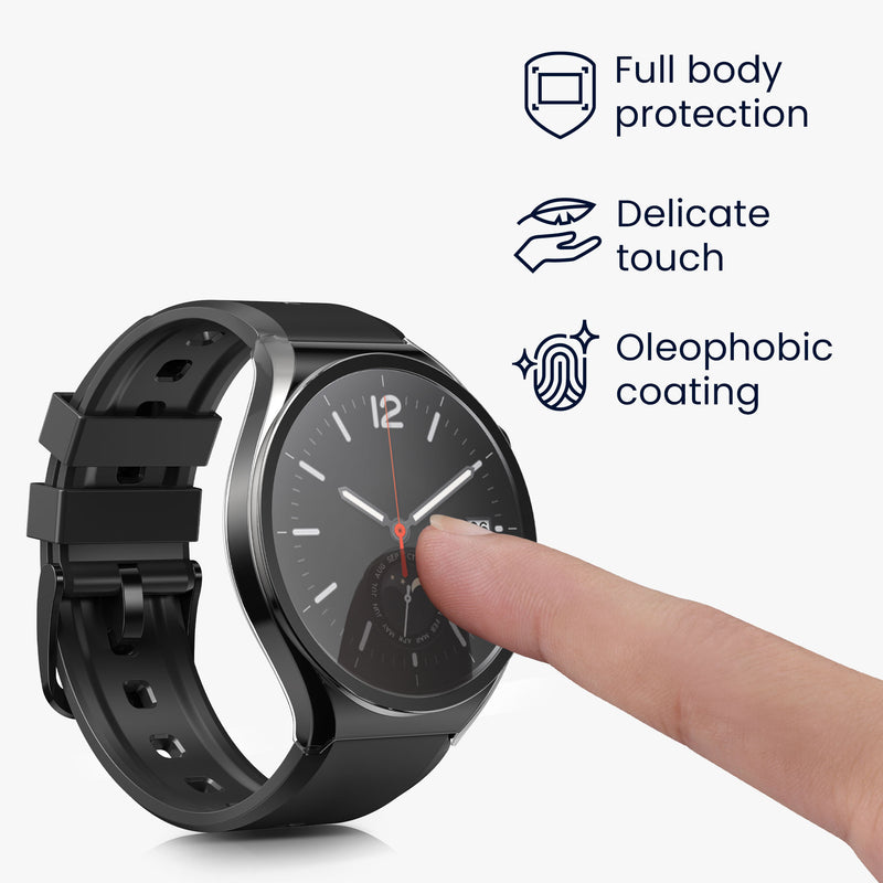 kwmobile Glass Case for Xiaomi Watch S1 Protective Cover Full-Body Fitness Tracker Case Set