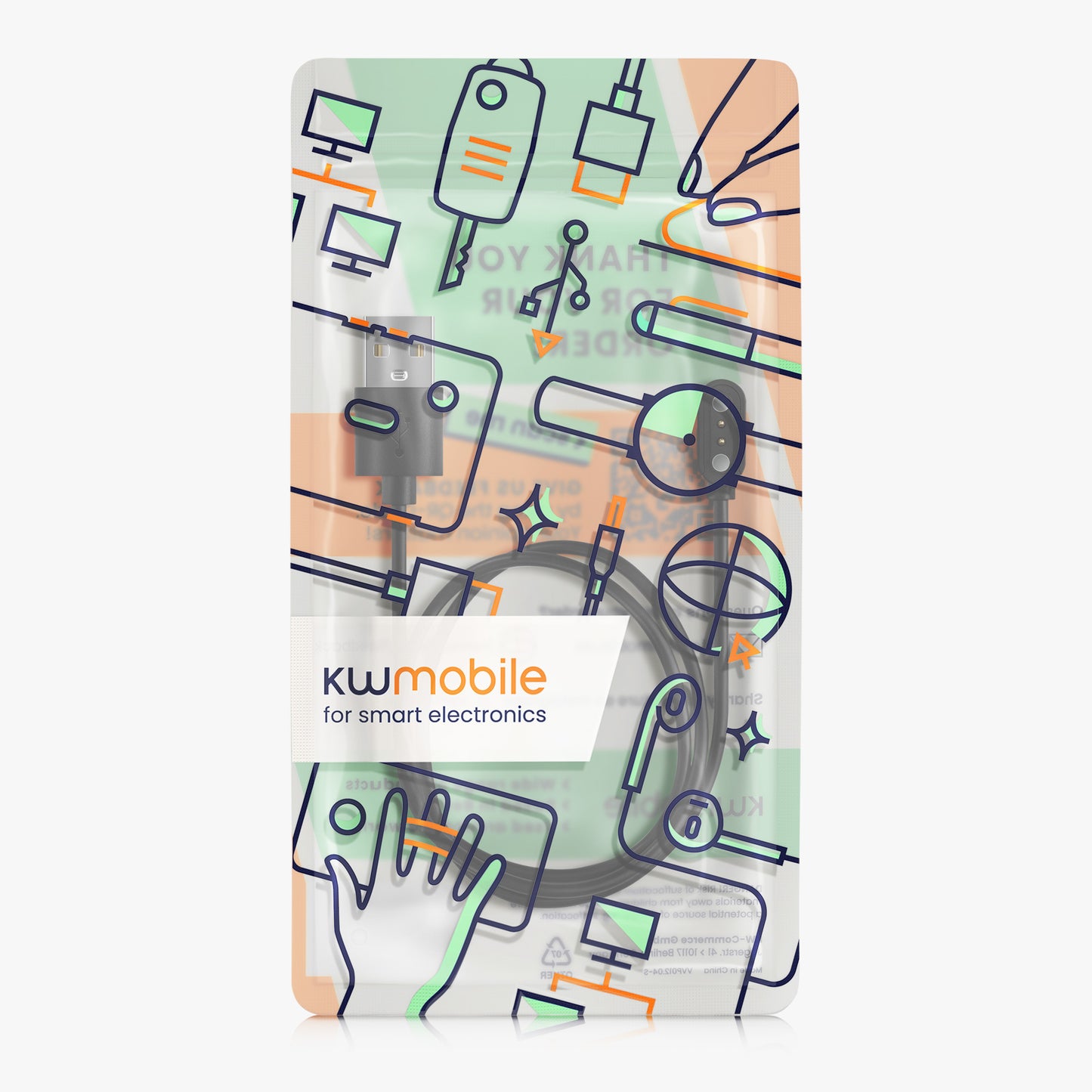 kwmobile USB Cable Charger compatible with Ticwatch GTH / Oppo Watch Free Charging Cable Smartwatch Replacement Cable Fitness Tracker Charging Cable